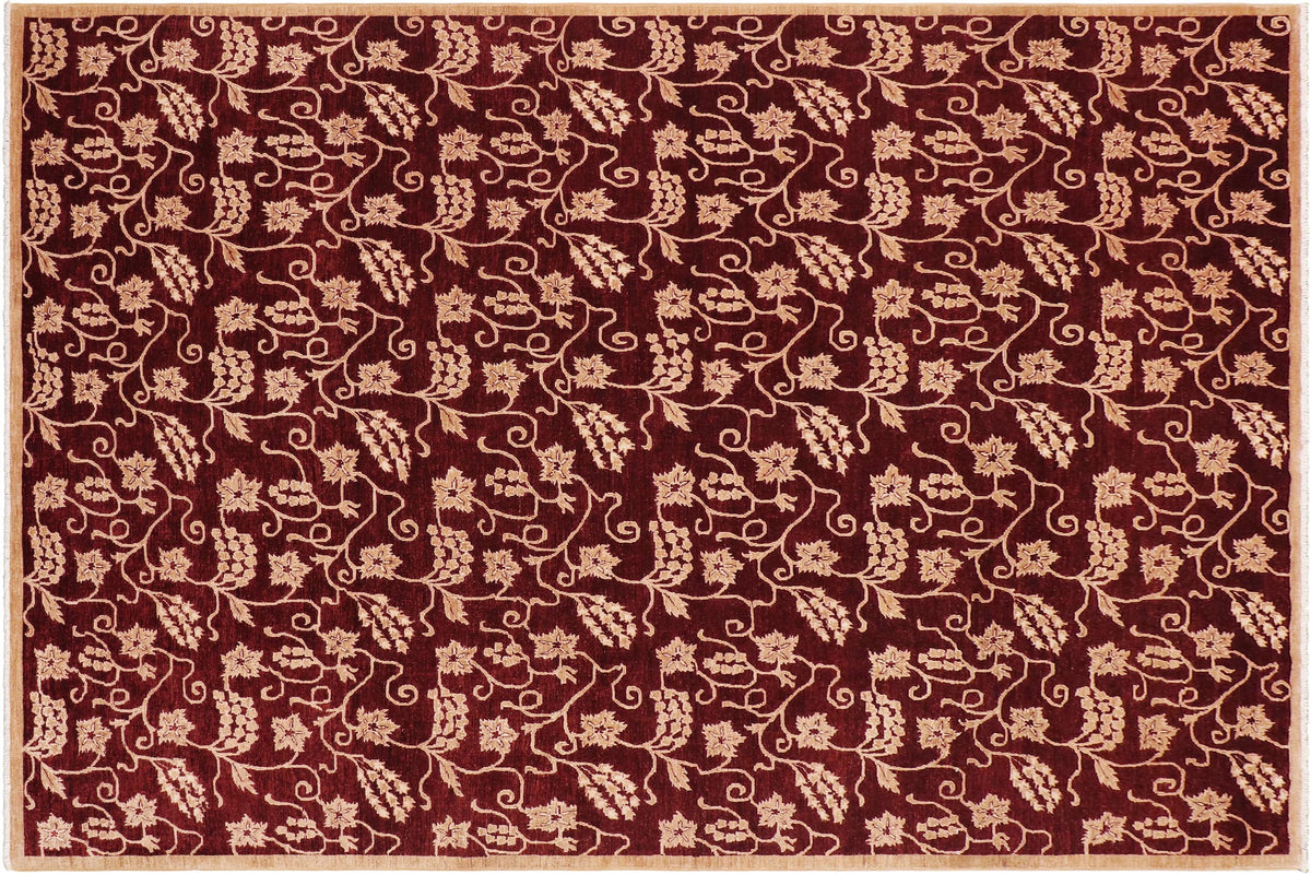 handmade Modern Kafkaz Wine Red Lt. Brown Hand Knotted RECTANGLE 100% WOOL area rug 9' x 12'