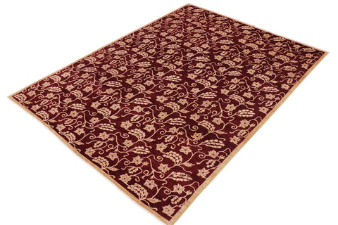 handmade Modern Kafkaz Wine Red Lt. Brown Hand Knotted RECTANGLE 100% WOOL area rug 9' x 12'