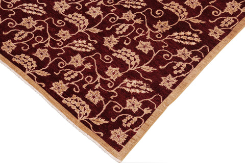 handmade Modern Kafkaz Wine Red Lt. Brown Hand Knotted RECTANGLE 100% WOOL area rug 9' x 12'