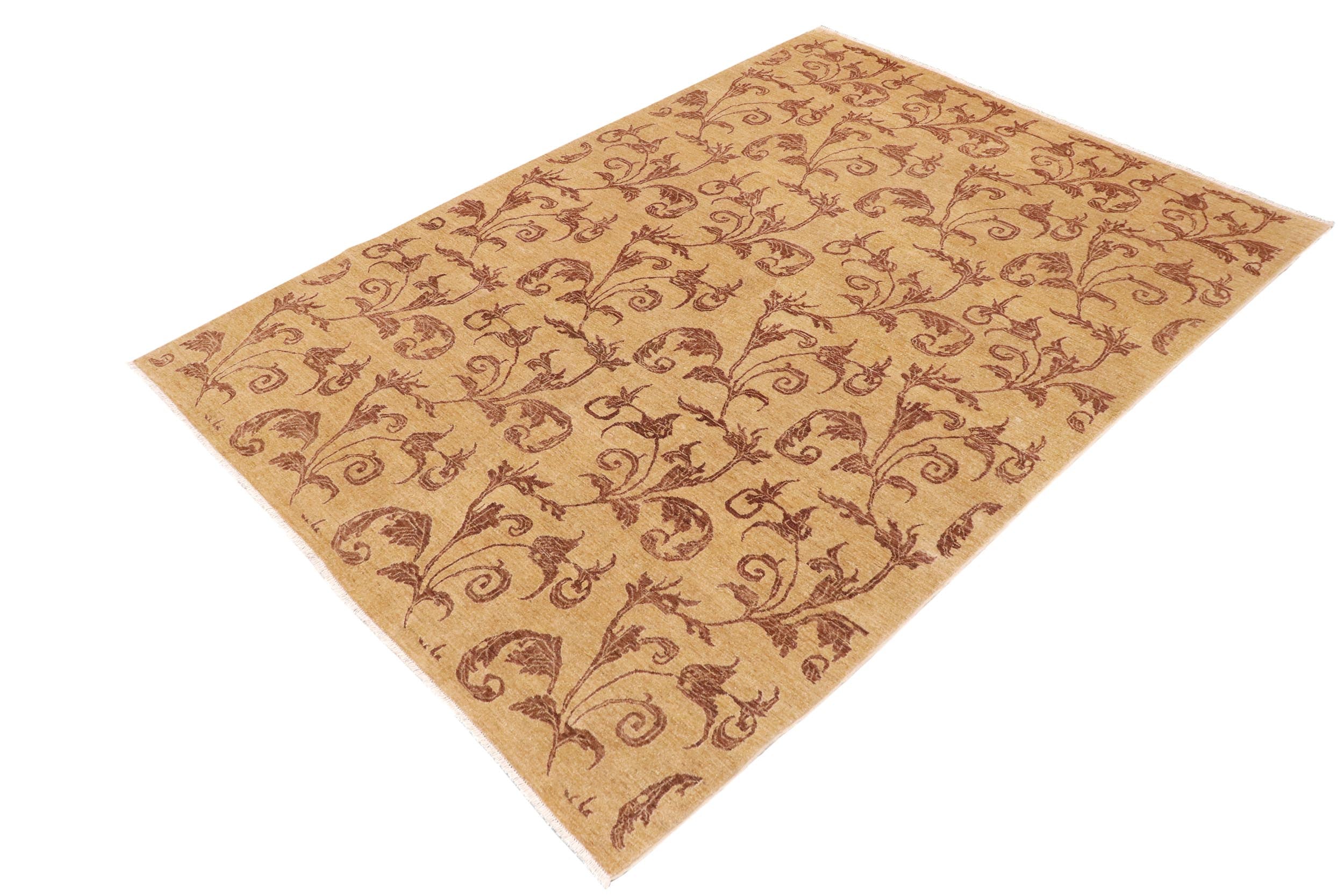 handmade Modern Kafkaz Tan Brown Hand Knotted RECTANGLE 100% WOOL area rug 9' x 12'