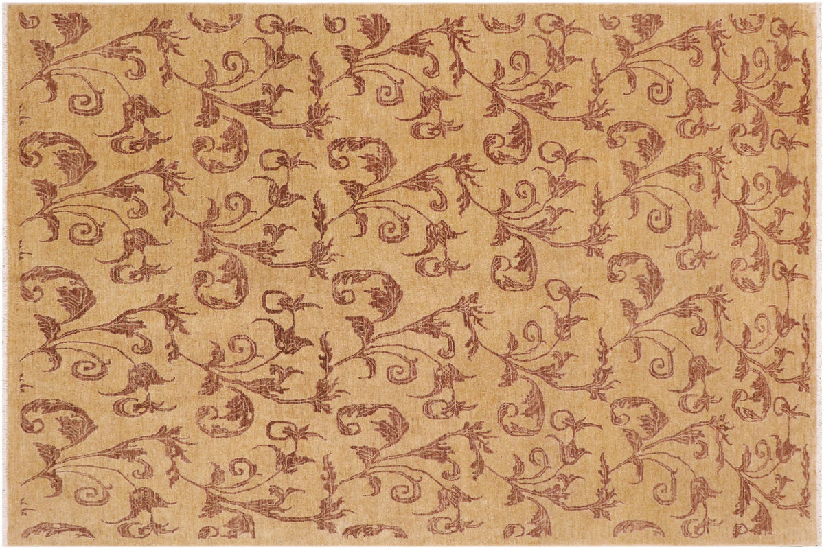 handmade Modern Kafkaz Tan Brown Hand Knotted RECTANGLE 100% WOOL area rug 9' x 12'
