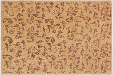 handmade Modern Kafkaz Tan Brown Hand Knotted RECTANGLE 100% WOOL area rug 9' x 12'