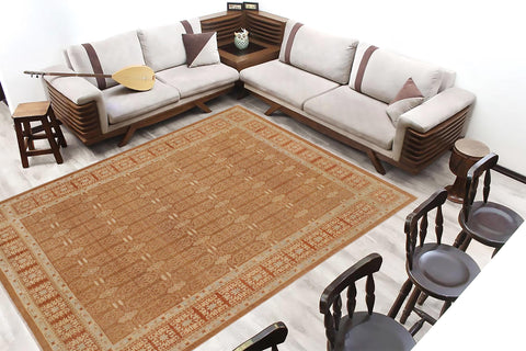handmade Transitional Kafkaz Brown Rust Hand Knotted RECTANGLE 100% WOOL area rug 9' x 12'