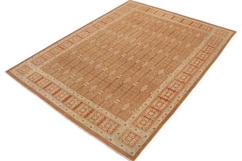 handmade Transitional Kafkaz Brown Rust Hand Knotted RECTANGLE 100% WOOL area rug 9' x 12'