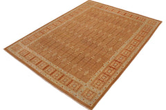 handmade Transitional Kafkaz Brown Rust Hand Knotted RECTANGLE 100% WOOL area rug 9X12