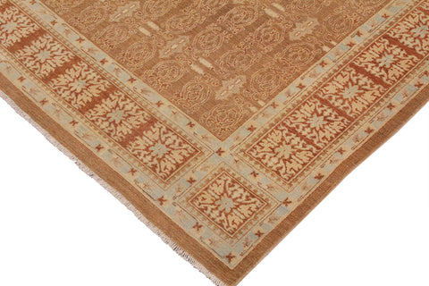 handmade Transitional Kafkaz Brown Rust Hand Knotted RECTANGLE 100% WOOL area rug 9' x 12'