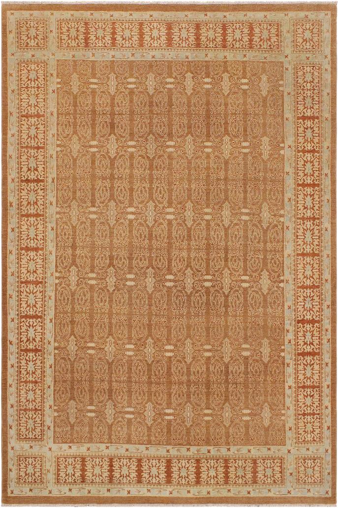 handmade Transitional Kafkaz Brown Rust Hand Knotted RECTANGLE 100% WOOL area rug 9X12