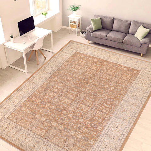 handmade Transitional Kafkaz Lt. Brown Beige Hand Knotted RECTANGLE 100% WOOL area rug 9' x 12'