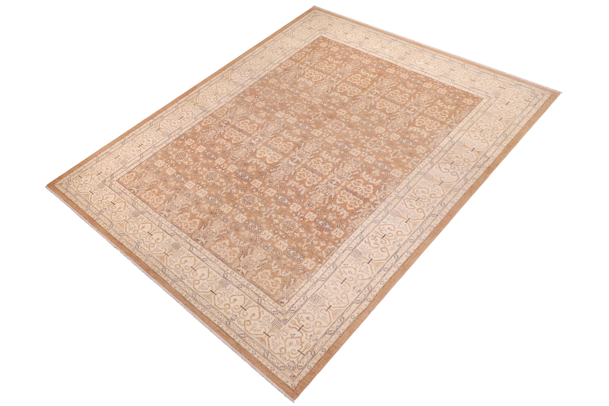 handmade Transitional Kafkaz Lt. Brown Beige Hand Knotted RECTANGLE 100% WOOL area rug 9' x 12'
