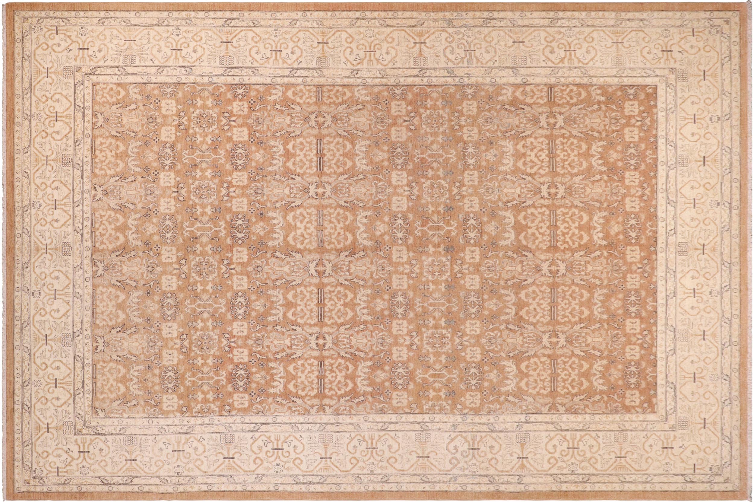 handmade Transitional Kafkaz Lt. Brown Beige Hand Knotted RECTANGLE 100% WOOL area rug 9' x 12'