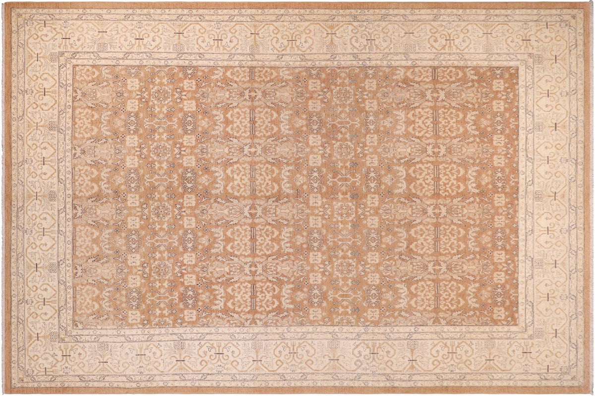 handmade Transitional Kafkaz Lt. Brown Beige Hand Knotted RECTANGLE 100% WOOL area rug 9' x 12'