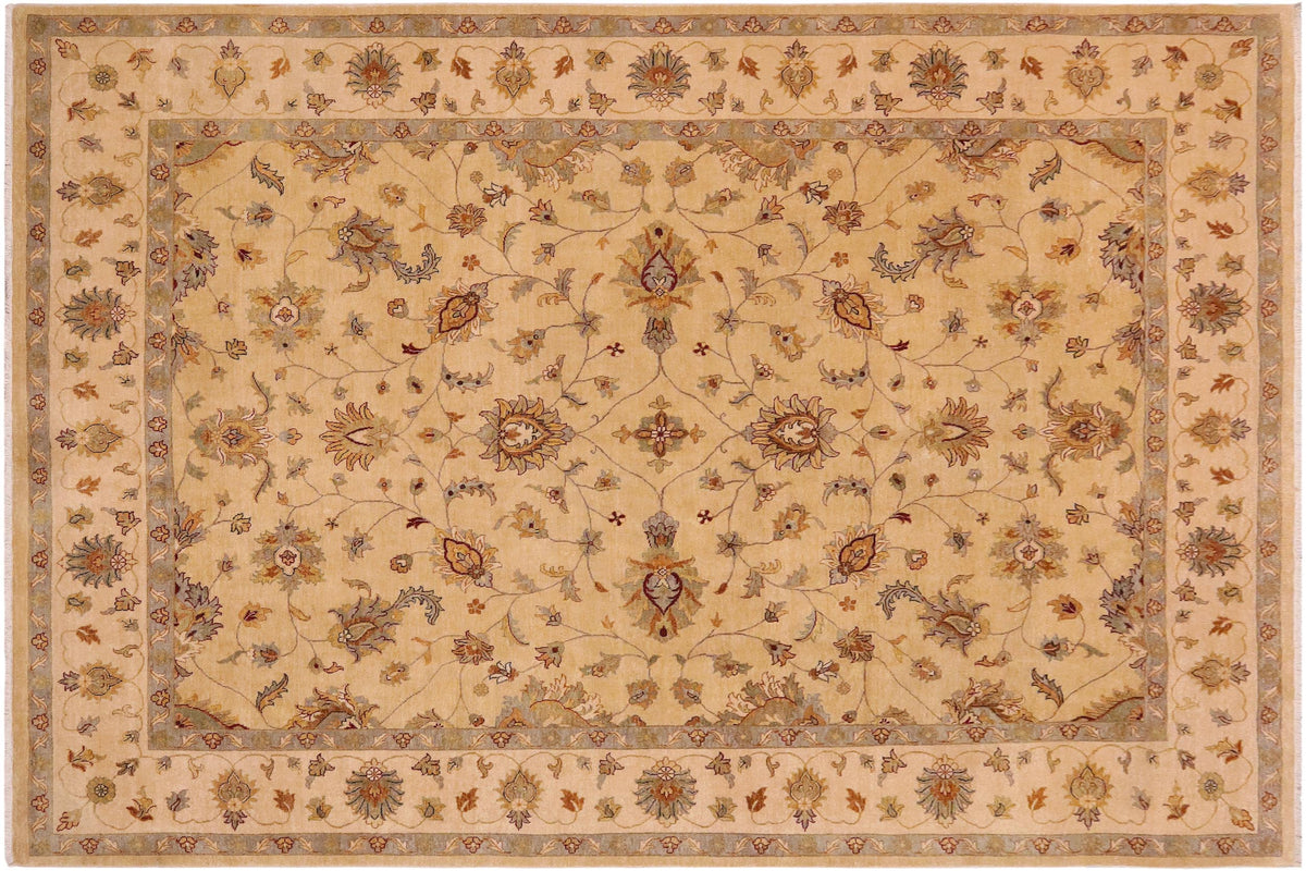 handmade Transitional Kafkaz Tan Beige Hand Knotted RECTANGLE 100% WOOL area rug 9' x 12'