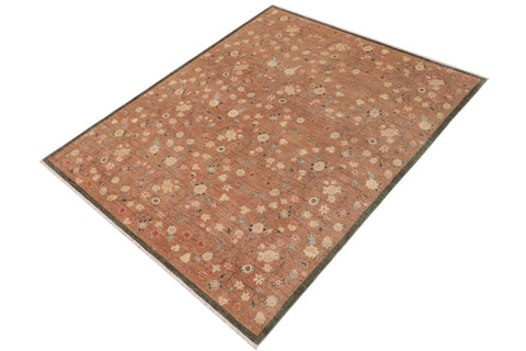 handmade Modern Kafkaz Lt. Brown Rust Hand Knotted RECTANGLE 100% WOOL area rug 9' x 12'