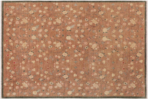 handmade Modern Kafkaz Lt. Brown Rust Hand Knotted RECTANGLE 100% WOOL area rug 9' x 12'