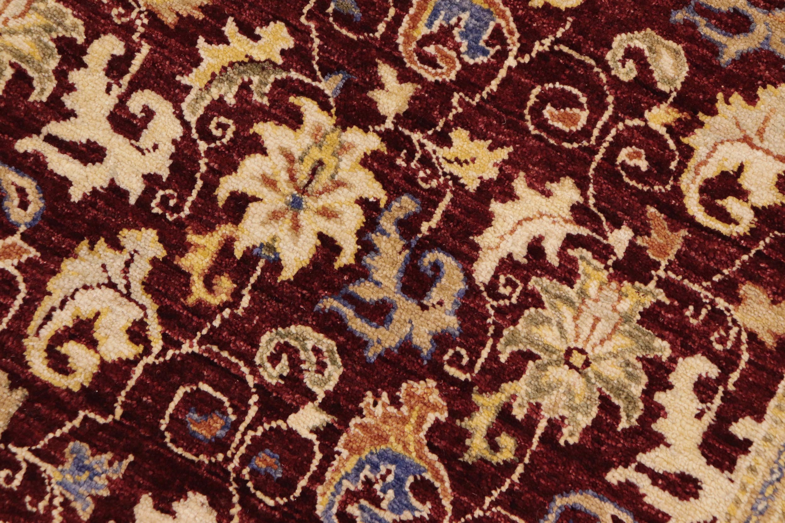 handmade Transitional Kafkaz Burgundy Tan Hand Knotted RECTANGLE 100% WOOL area rug 9' x 12'