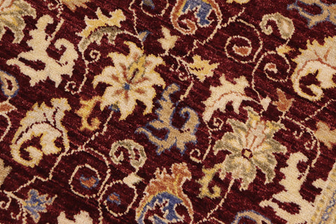 handmade Transitional Kafkaz Burgundy Tan Hand Knotted RECTANGLE 100% WOOL area rug 9' x 12'