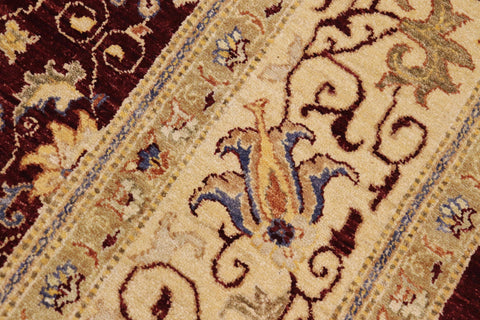 handmade Transitional Kafkaz Burgundy Tan Hand Knotted RECTANGLE 100% WOOL area rug 9' x 12'
