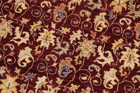 handmade Transitional Kafkaz Burgundy Tan Hand Knotted RECTANGLE 100% WOOL area rug 9' x 12'