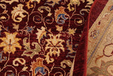 handmade Transitional Kafkaz Burgundy Tan Hand Knotted RECTANGLE 100% WOOL area rug 9 x 12