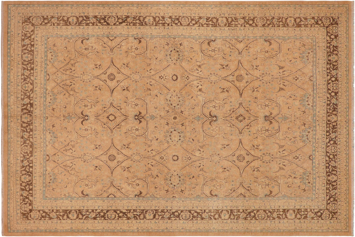 handmade Traditional Kafkaz Sand Brown Hand Knotted RECTANGLE 100% WOOL area rug 9x12
