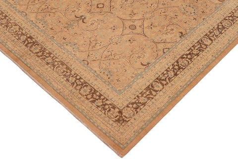 handmade Traditional Kafkaz Sand Brown Hand Knotted RECTANGLE 100% WOOL area rug 9x12