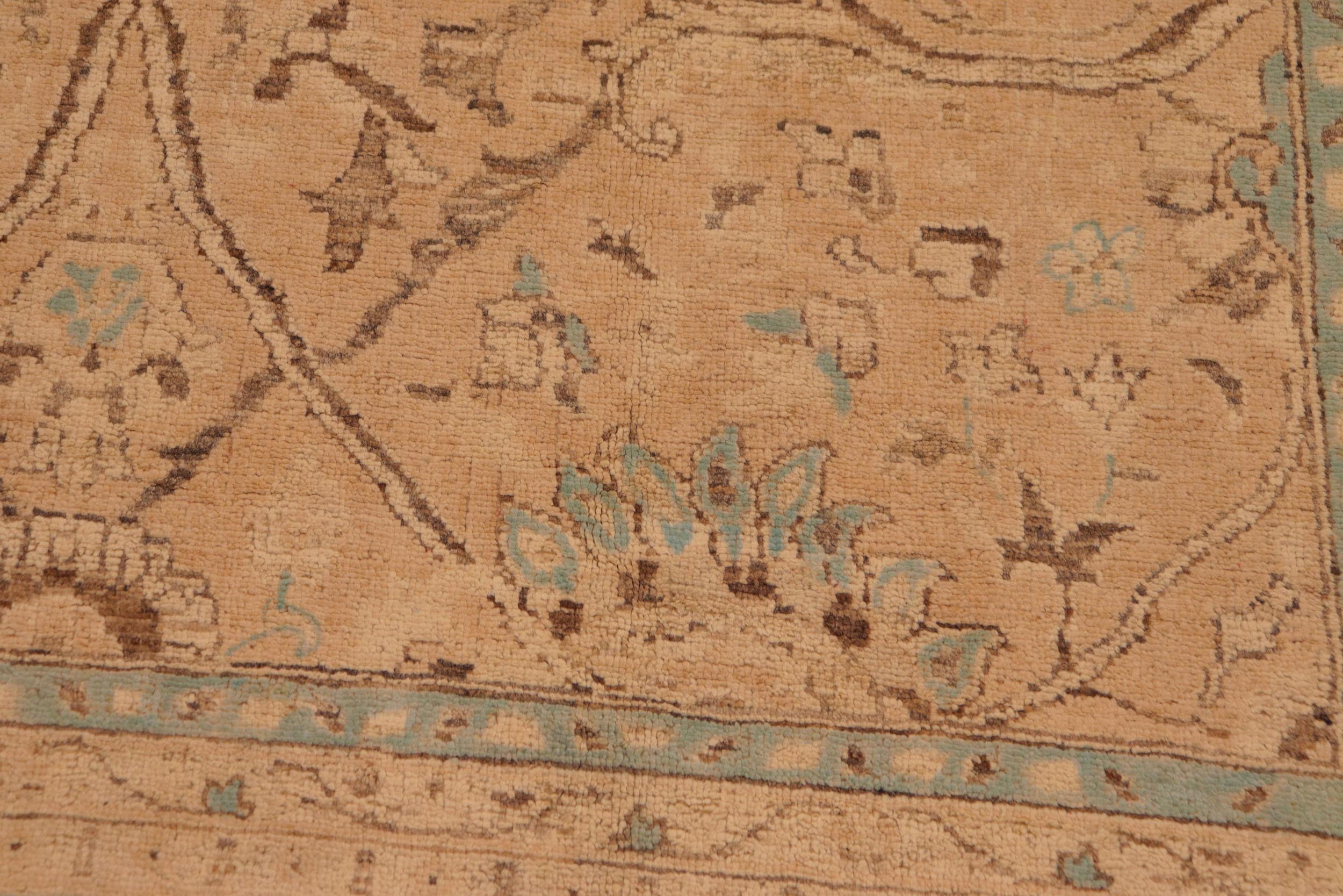 handmade Traditional Kafkaz Sand Brown Hand Knotted RECTANGLE 100% WOOL area rug 9x12