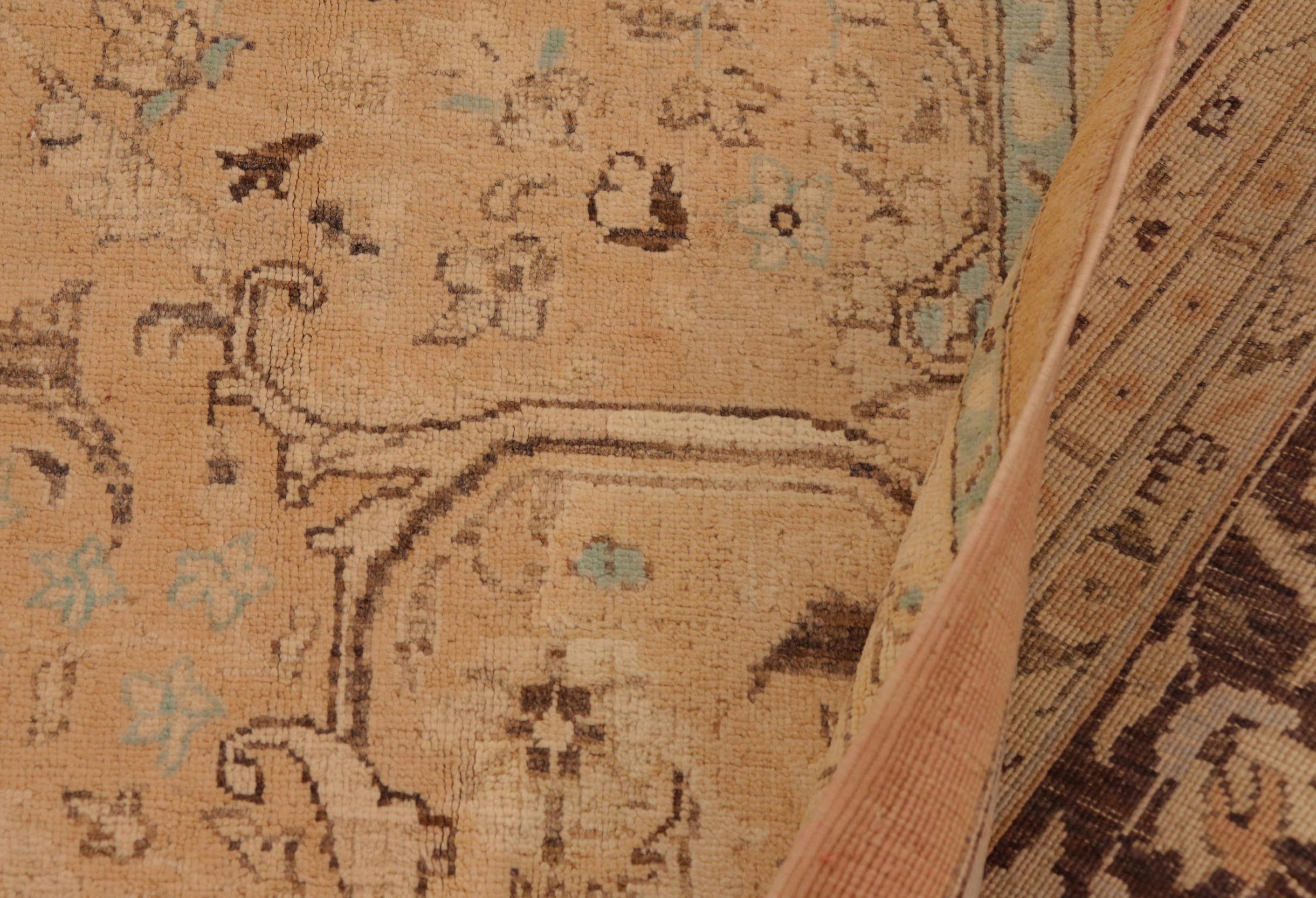 handmade Traditional Kafkaz Sand Brown Hand Knotted RECTANGLE 100% WOOL area rug 9x12