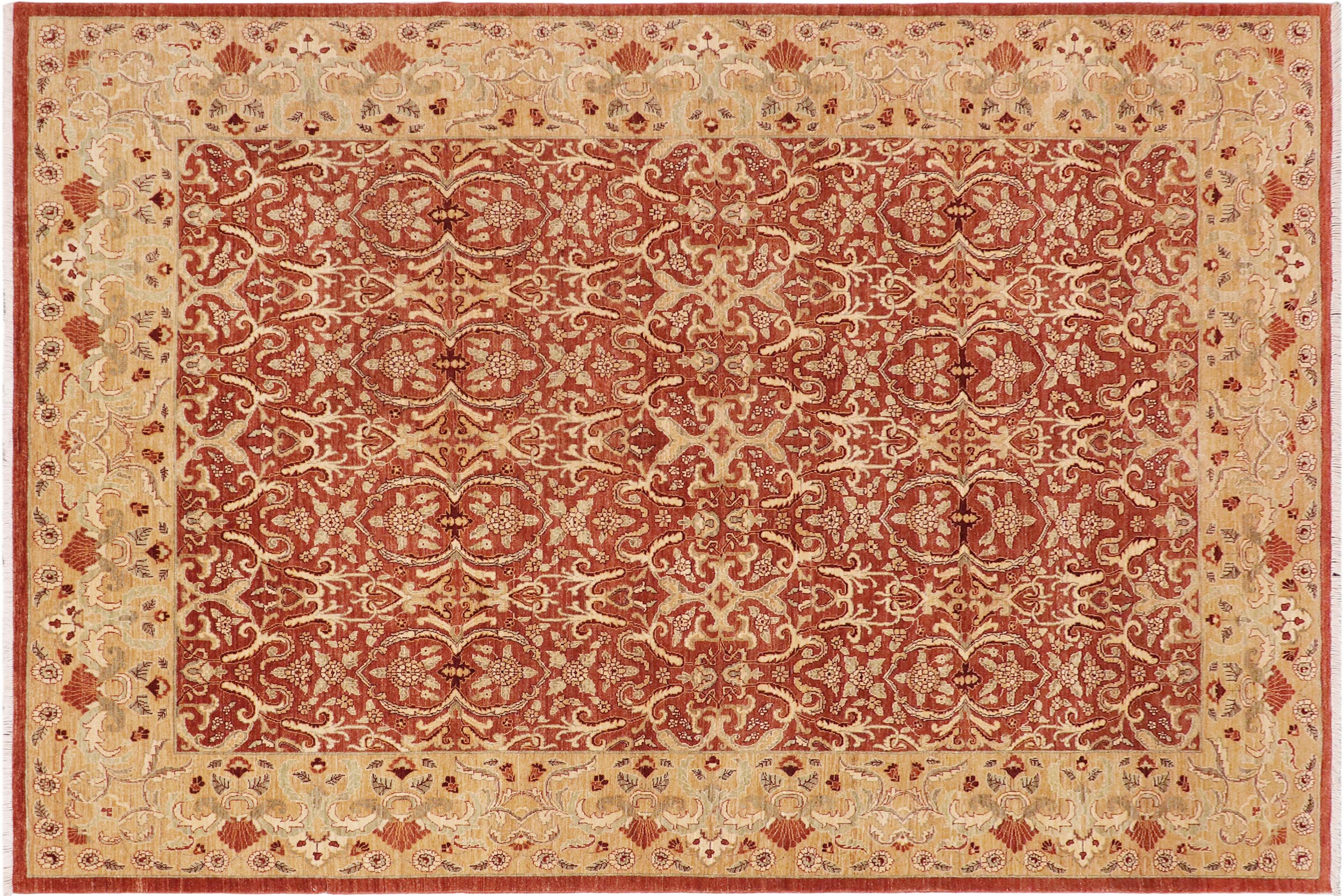 handmade Transitional Kafkaz Rust Gold Hand Knotted RECTANGLE 100% WOOL area rug 9' x 13'