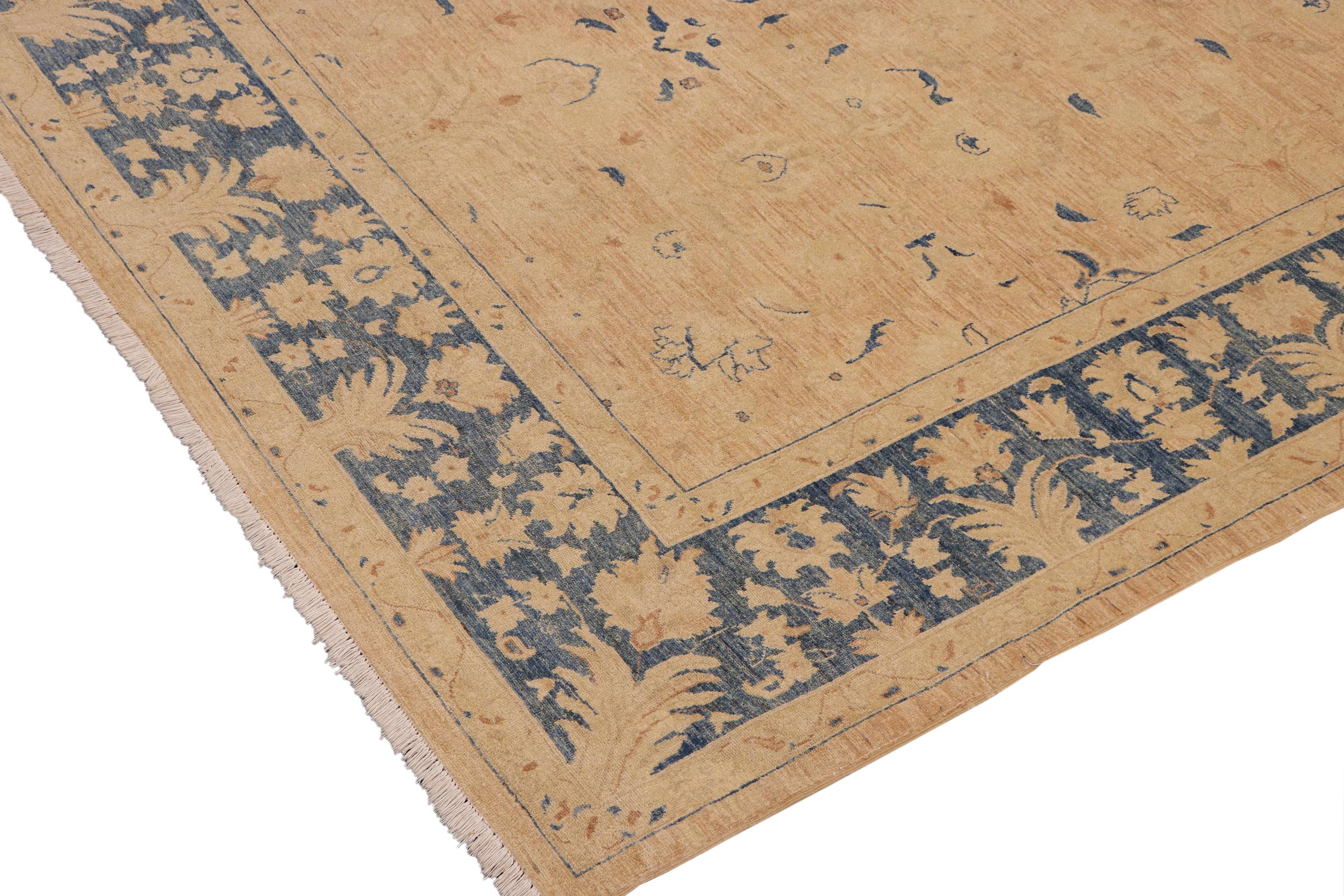 handmade Traditional Kafkaz Tan Blue Hand Knotted RECTANGLE 100% WOOL area rug 9x12