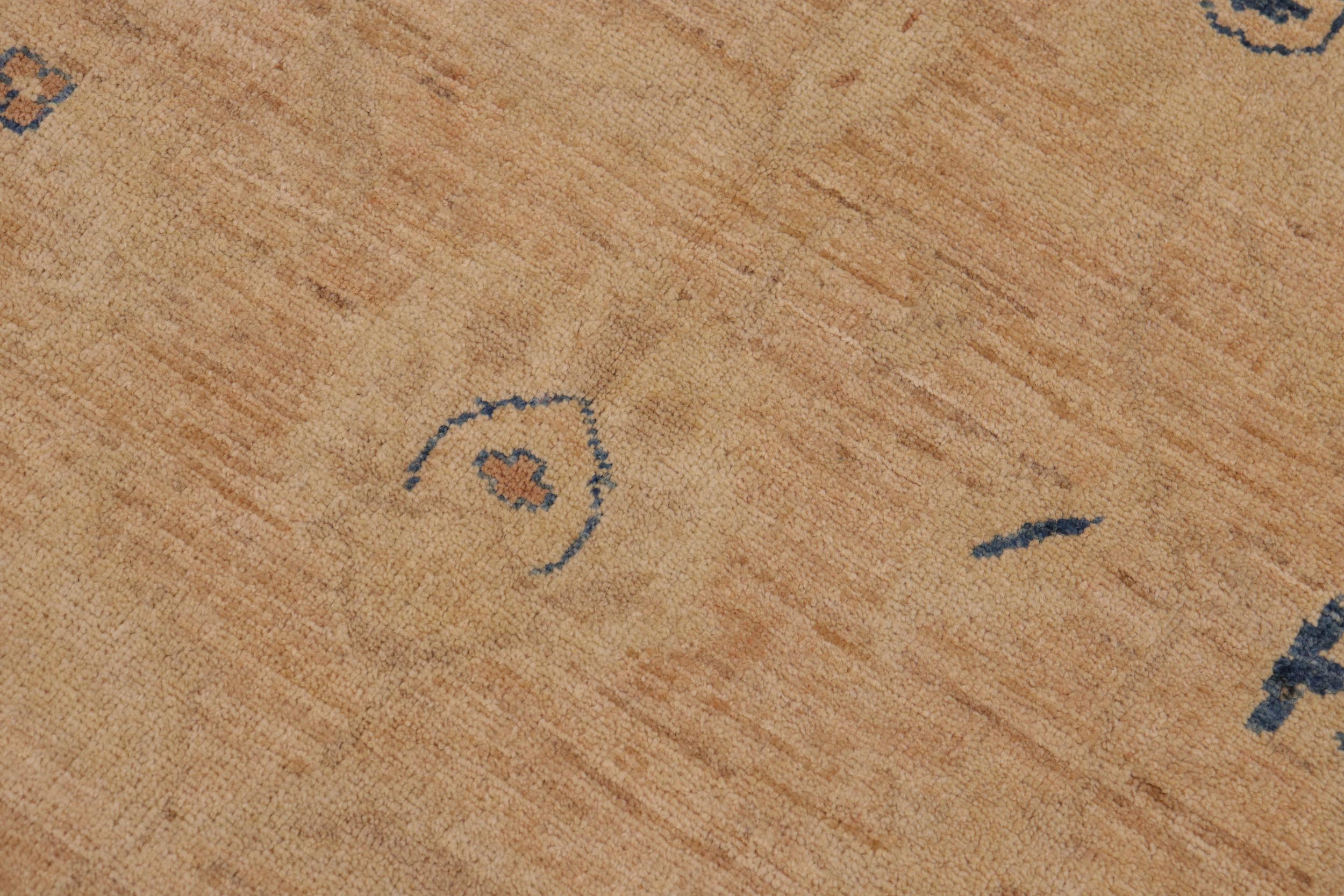 handmade Traditional Kafkaz Tan Blue Hand Knotted RECTANGLE 100% WOOL area rug 9x12