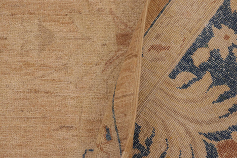 handmade Traditional Kafkaz Tan Blue Hand Knotted RECTANGLE 100% WOOL area rug 9x12