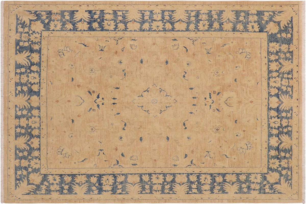 handmade Traditional Kafkaz Tan Blue Hand Knotted RECTANGLE 100% WOOL area rug 9x12