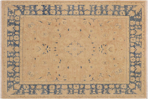 handmade Traditional Kafkaz Tan Blue Hand Knotted RECTANGLE 100% WOOL area rug 9x12