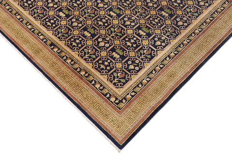 handmade Transitional Kafkaz Blue Green Hand Knotted RECTANGLE 100% WOOL area rug 9' x 12'