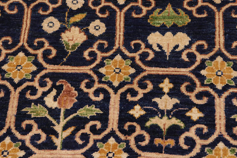 handmade Transitional Kafkaz Blue Green Hand Knotted RECTANGLE 100% WOOL area rug 9' x 12'