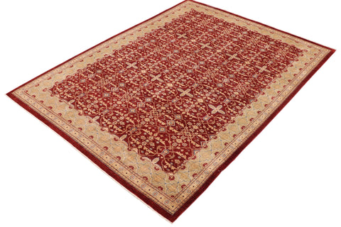 handmade Transitional Kafkaz Red Lt. Green Hand Knotted RECTANGLE 100% WOOL area rug 9' x 12'