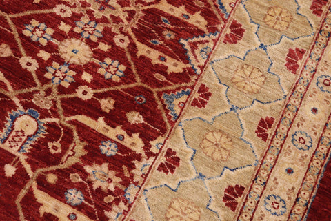 handmade Transitional Kafkaz Red Lt. Green Hand Knotted RECTANGLE 100% WOOL area rug 9' x 12'