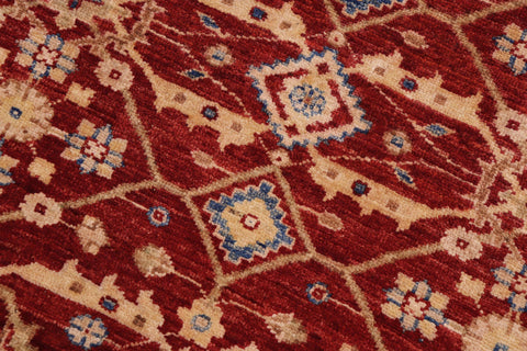 handmade Transitional Kafkaz Red Lt. Green Hand Knotted RECTANGLE 100% WOOL area rug 9' x 12'