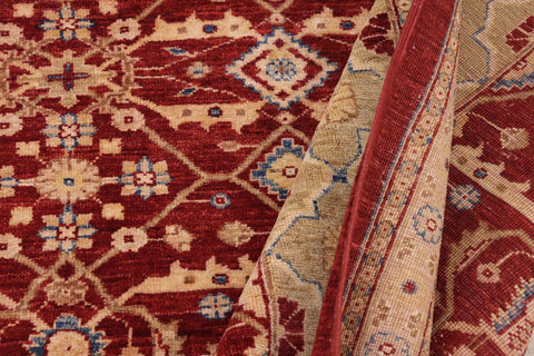 handmade Transitional Kafkaz Red Lt. Green Hand Knotted RECTANGLE 100% WOOL area rug 9' x 12'