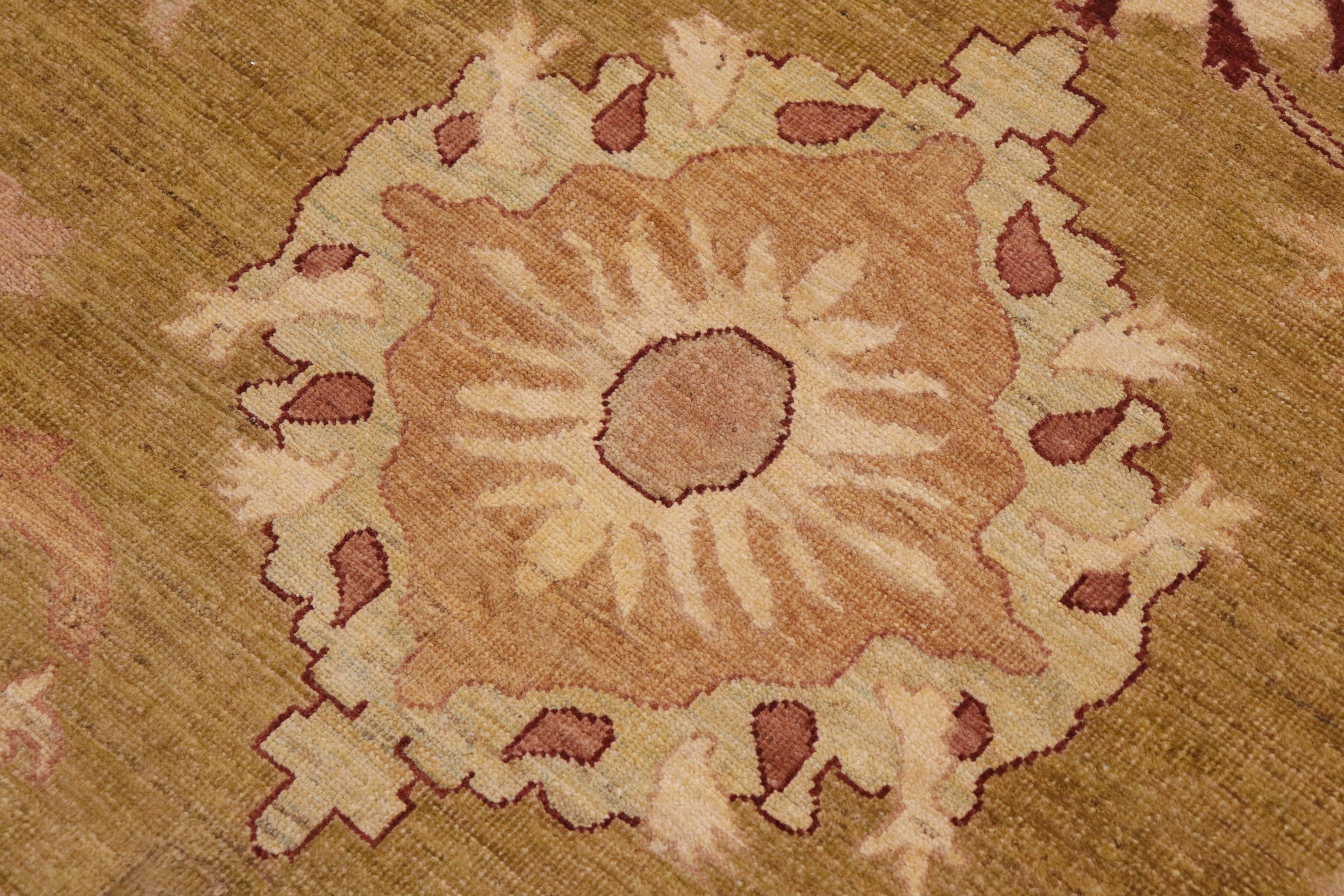 handmade Traditional Kafkaz Green Brown Hand Knotted RECTANGLE 100% WOOL area rug 9x12