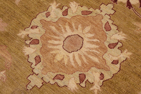 handmade Traditional Kafkaz Green Brown Hand Knotted RECTANGLE 100% WOOL area rug 9x12