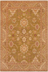 handmade Traditional Kafkaz Green Brown Hand Knotted RECTANGLE 100% WOOL area rug 9X12