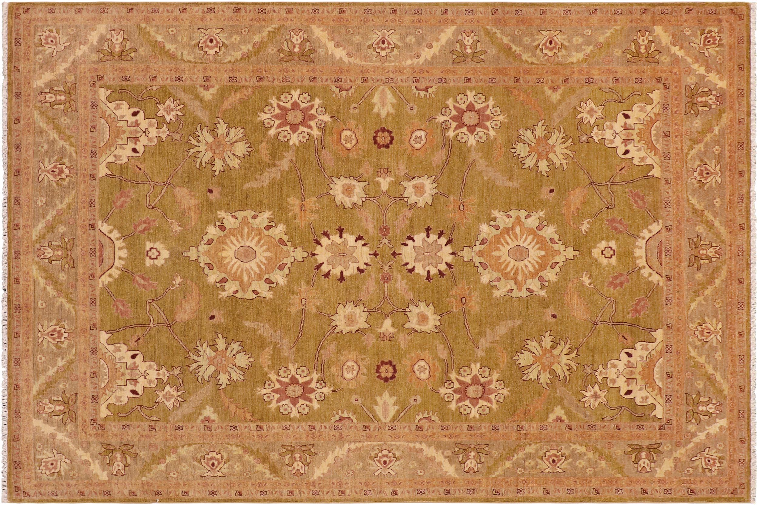 handmade Traditional Kafkaz Green Brown Hand Knotted RECTANGLE 100% WOOL area rug 9x12