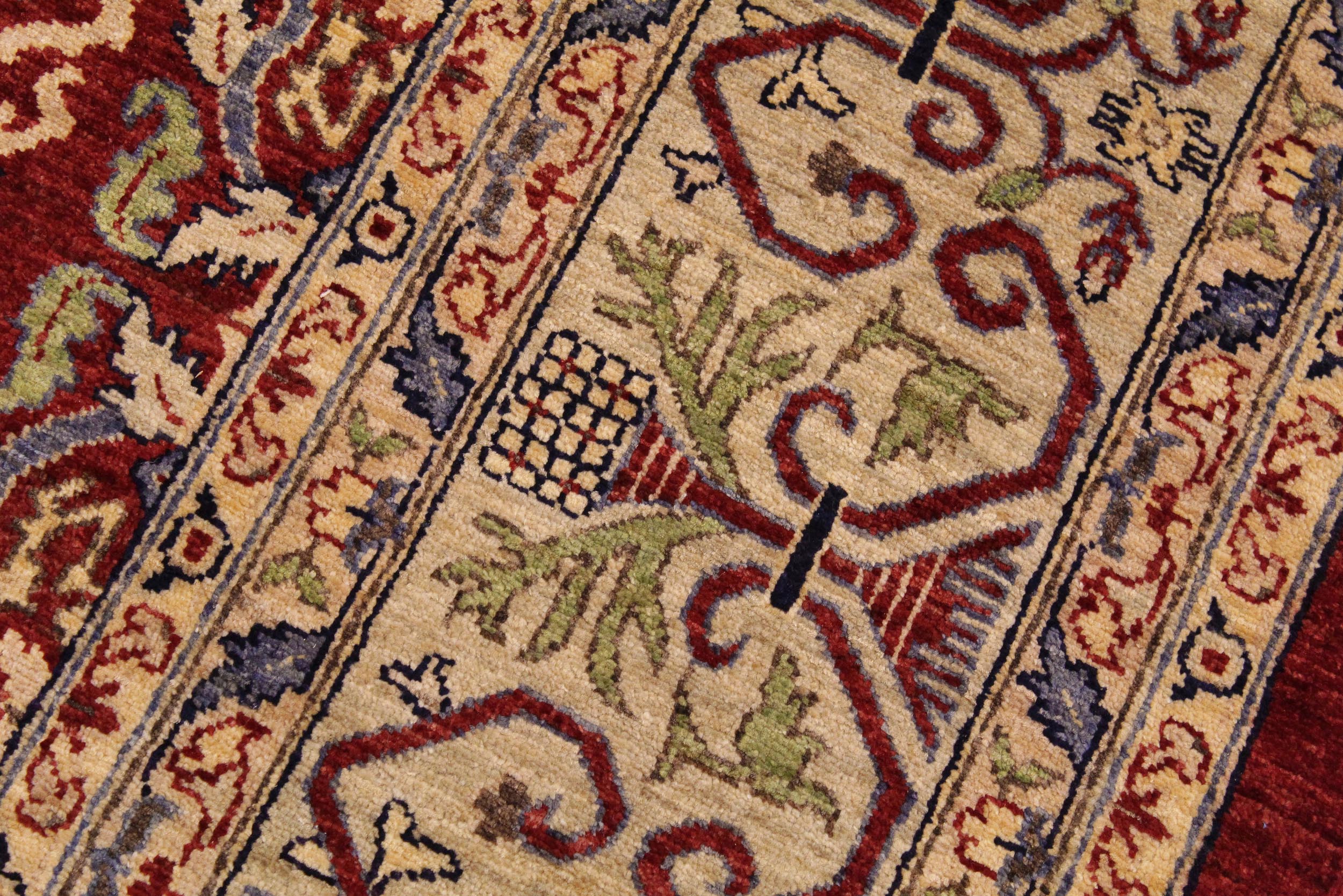 handmade Transitional Kafkaz Red Lt. Green Hand Knotted RECTANGLE 100% WOOL area rug 9' x 12'
