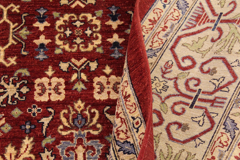 handmade Transitional Kafkaz Red Lt. Green Hand Knotted RECTANGLE 100% WOOL area rug 9' x 12'