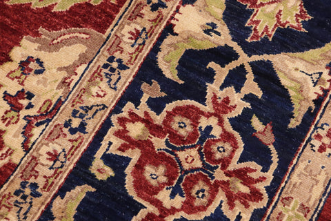 handmade Traditional Kafkaz Red Blue Hand Knotted RECTANGLE 100% WOOL area rug 9x12