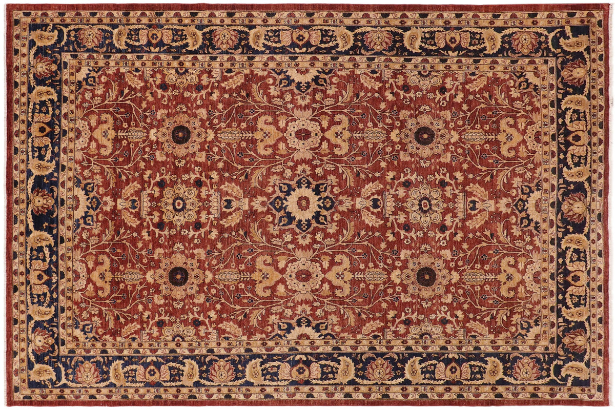 handmade Transitional Kafkaz Rust Blue Hand Knotted RECTANGLE 100% WOOL area rug 10' x 14'