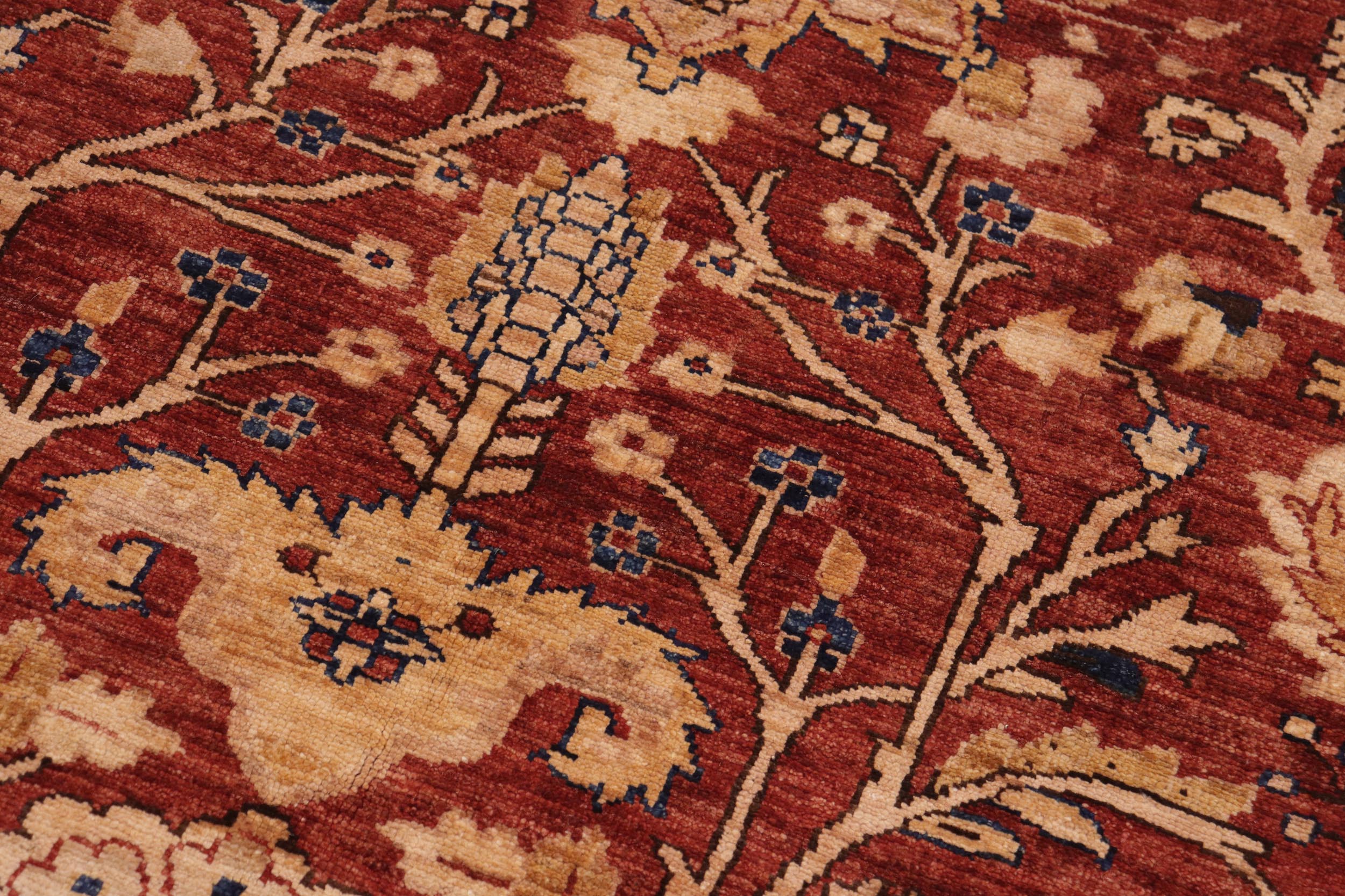 handmade Transitional Kafkaz Rust Blue Hand Knotted RECTANGLE 100% WOOL area rug 10' x 14'