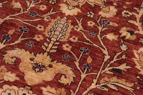 handmade Transitional Kafkaz Rust Blue Hand Knotted RECTANGLE 100% WOOL area rug 10' x 14'