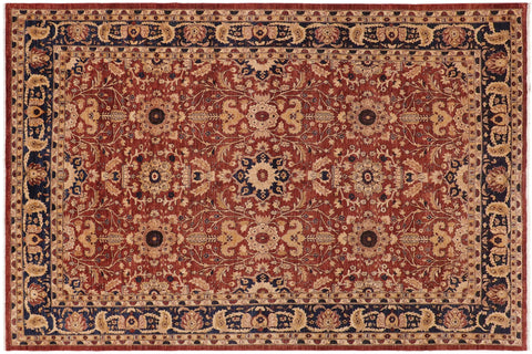 handmade Transitional Kafkaz Rust Blue Hand Knotted RECTANGLE 100% WOOL area rug 10' x 14'
